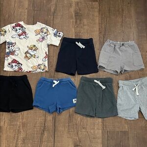 H&M Old Navy Kids Pull-On Shorts Pack Black Navy Royal Blue Charcoal Light Gray